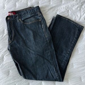 Express Jean Rocco Slim Fit Low Rise Straight Leg 36w 30L Dark Blue